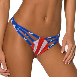 strappy front of American flag thong bikini bottom BL-141