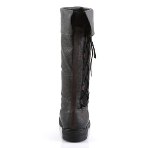 back view of men's lace-up knee boots black and brown Captian-110