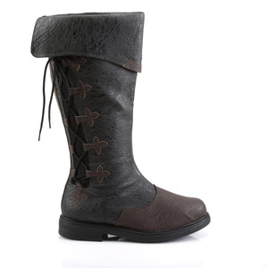 lace-up side of men's knee boots black and brown Captian-110
