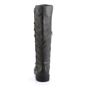back view of Men's black knee boots with button lace-up Gotham-109