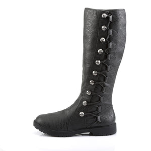 side view of Men's black knee boots with button lace-up Gotham-109