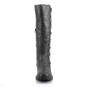 front of Men's black knee boots with button lace-up Gotham-109
