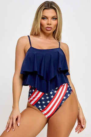 front view of American flag tankini swimsuit 2508
