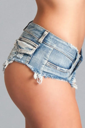 Low Waist Blue Denim Shorts J3BL