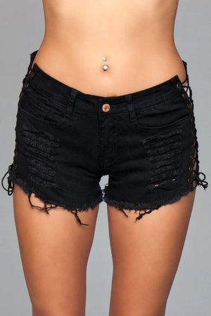 Black Denim Cutoffs Shorts J5-BK