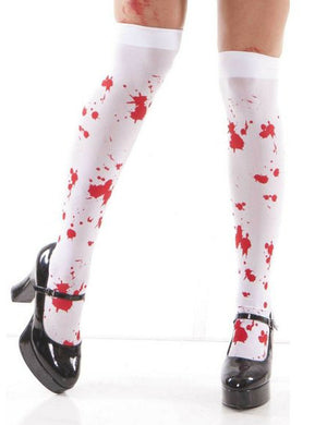 White thigh high stockings with blood spatter 6675