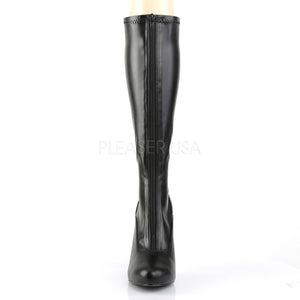 front zipper of lace-up back black high heel knee boots EVE-208