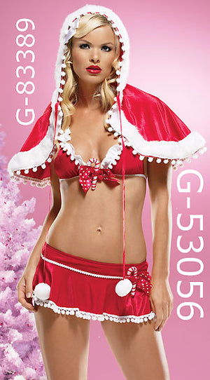 red velvet Christmas bra and skirt set 53056