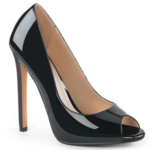 Platform peep toe pump black patent shoes with 5-inch heel Sexy-42