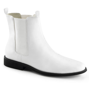 Men's white ankle boots with 1-inch flat heel Elvis or Disco shoes Trooper-12