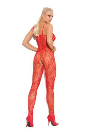 back of plus size red rose lace bodystocking 1610Q