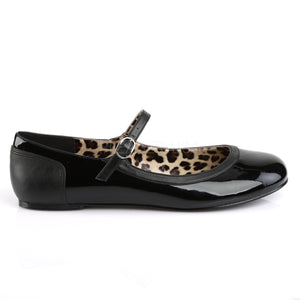 side view of black patent Mary Jane ballet flat Anna-02