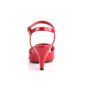back of red Ankle strap sandal woman's shoe with 3-inch heel Belle-309