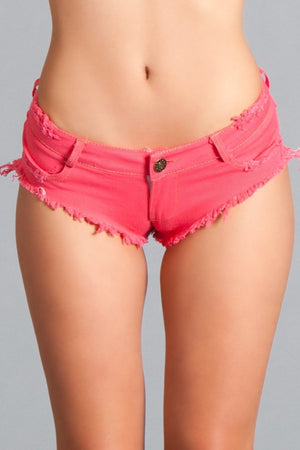 sexy hot pink cut off low waist booty denim jeans shorts Daisy Duke cutoffs BWJ3HP
