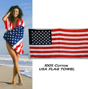 TW-040 American Flag Beach Towel 30x60
