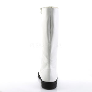 back of Men's captain white knee boot with 1-inch heels Captain-100