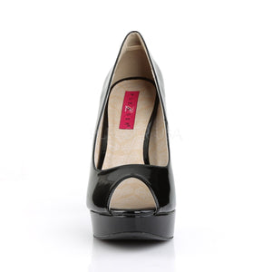 front of black peep toe pump 5-inch high heel shoes Chloe-01