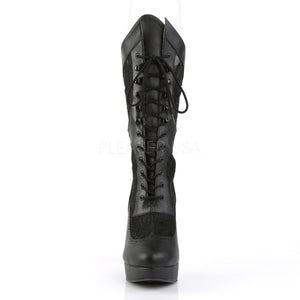 front of black wide width/shaft calf high boots with 5-inch heels Chloe-115