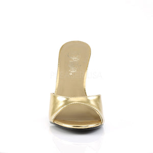 front of gold Peep toe slide slipper with 4-inch heel Classique-01