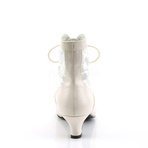 back of ivory Victorian lace ankle boot with 2-inch heel Dame-05