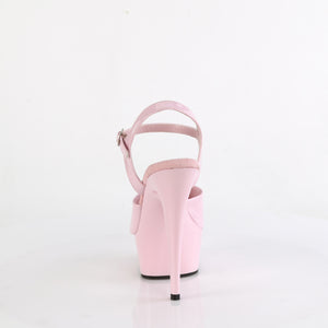 back of pink platform ankle strap sandal shoe with 6-inch high heel Delight-609