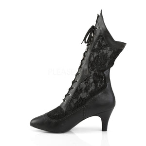 side view of black Wide width, calf high boot with 3-inch heel Divine-1050