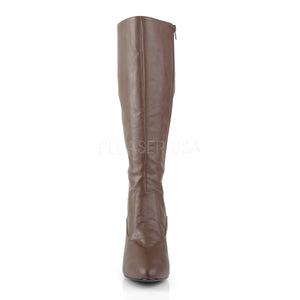 front of brown knee boots with 3-inch heels Divine-2018