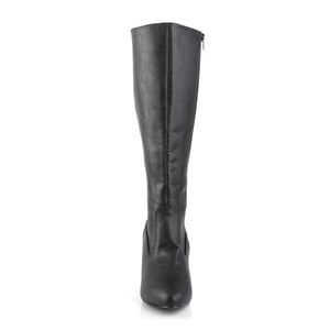 front of black knee boots with 3-inch heels Divine-2018