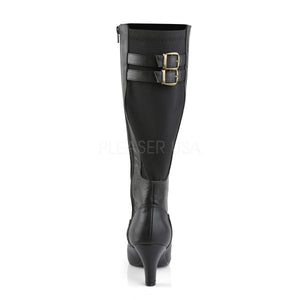 back of black knee boots with 3-inch heels Divine-2018