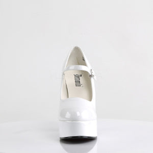front of white Mary Jane platform shoes with 5-inch heels Dolly-50