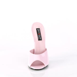 front of baby pink peep toe slide shoe with 6-inch stiletto heel and no platform Domina-101