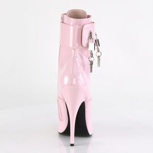 back of pink ankle boot with interchangeable ankle cuffs Domina-1023