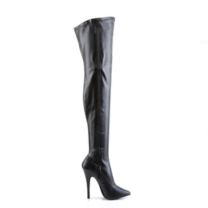 zipper on faux leather plain thigh high boot with 6-inch stiletto heel Domina-3000