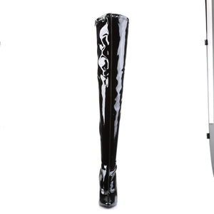 front of patent plain thigh high boot with no platform Domina-3000