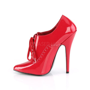 side view of red Lace-up fetish pumps with 6-inch spike heels Domina-460