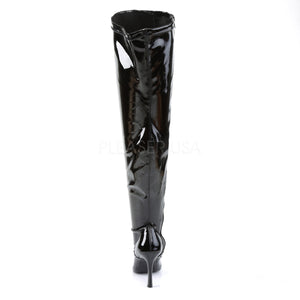 back of wide lace-up thigh high boots with 4-inch heels Dominatrix-3024X