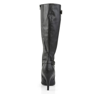 back of larger size knee boots with 4-inch heel, buckle and zipper Dream-2030