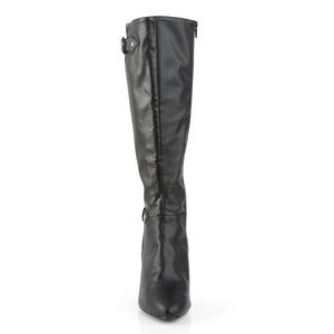 front of larger size knee boots with 4-inch heel, buckle and zipper Dream-2030