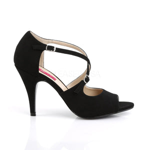 side of black peep toe crisscross ankle strap sandal 4-inch heel Dream-412