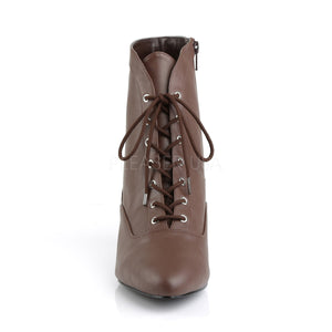 front of brown lace-up ankle boots with 2-inch heels Fab-1005