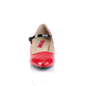 front of red Mary Jane pump with 2-inch kitten heel Fab-425