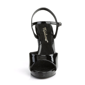 front of black ankle strap platform shoe 1/2-inch platform Flair-409