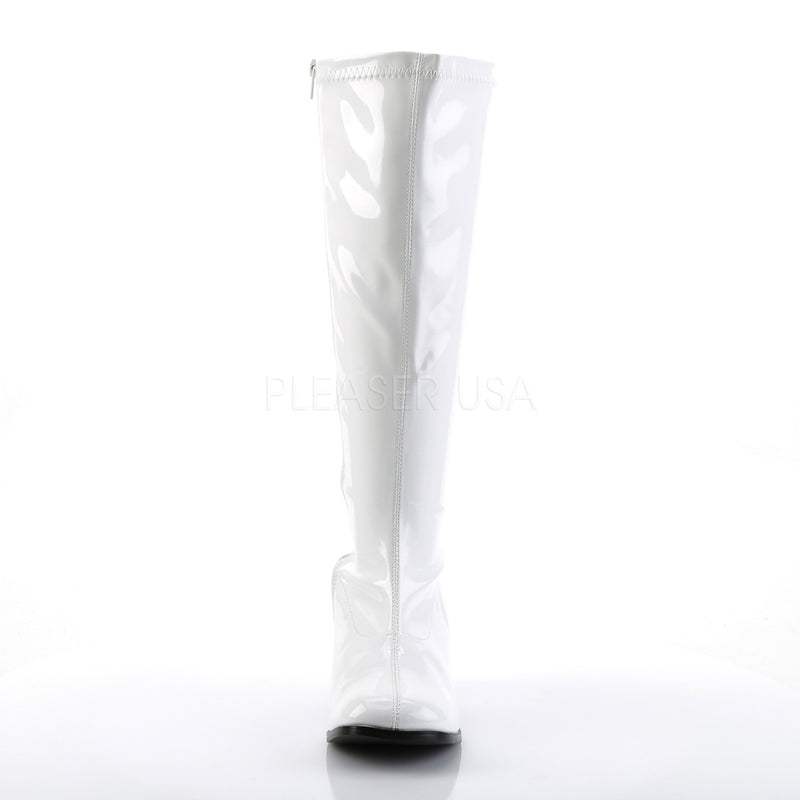 White gogo shop boots wide calf