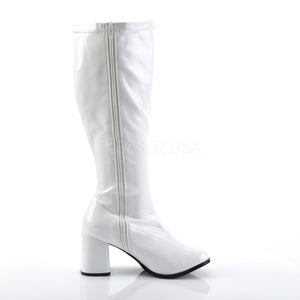 zipper of plus size patent gogo boots with 3-inch heels GoGo-300X