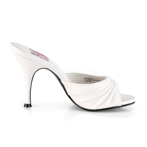 side view of white Pleated-Vamp faux leather slipper with 4-inch Monroe-01