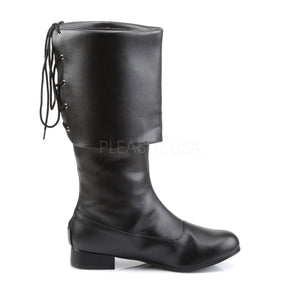 side view of front of Men's black pirate boot with large cuff Pirate-100