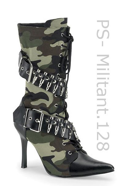 Camouflage Knee Boor with 4 Inch Heel Militant-128