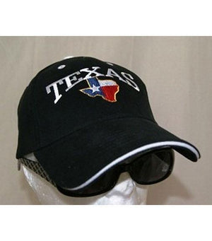 black cap with Texas embroidered in red, white and blue 5019