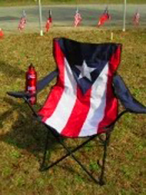Puerto Rico flag folding chair 81543 on grass