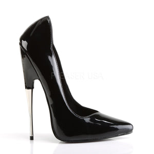 side view of black Fetish pump shoes with steel 6-inch